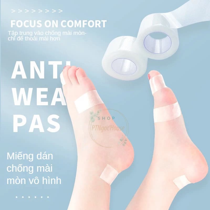 Set 2 Cuộn Băng Keo Dán Gót Chân Chống Đau Chân, Chai Chân Khi Mang Giày Cao Gót Dùng Một Lần