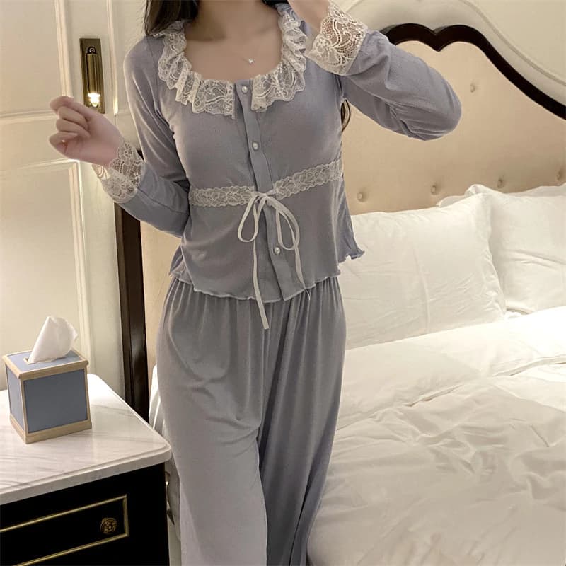 TEEFENG Bộ Đồ Ngủ Nữ Xuân Thu Cotton Nguyên Chất Modal Sang Trọng Với Miếng Lót Ngực Mặc Nhà