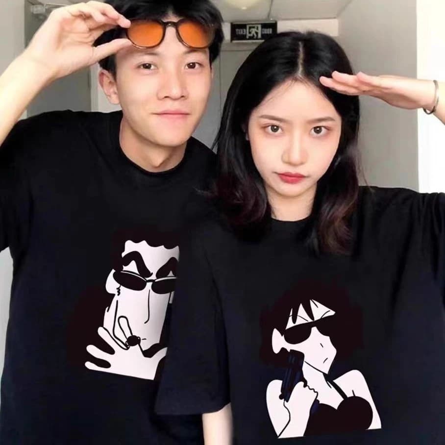 Áo thun ngắn tay nam nữ cotton cặp đôi mặc áo cổ tròn