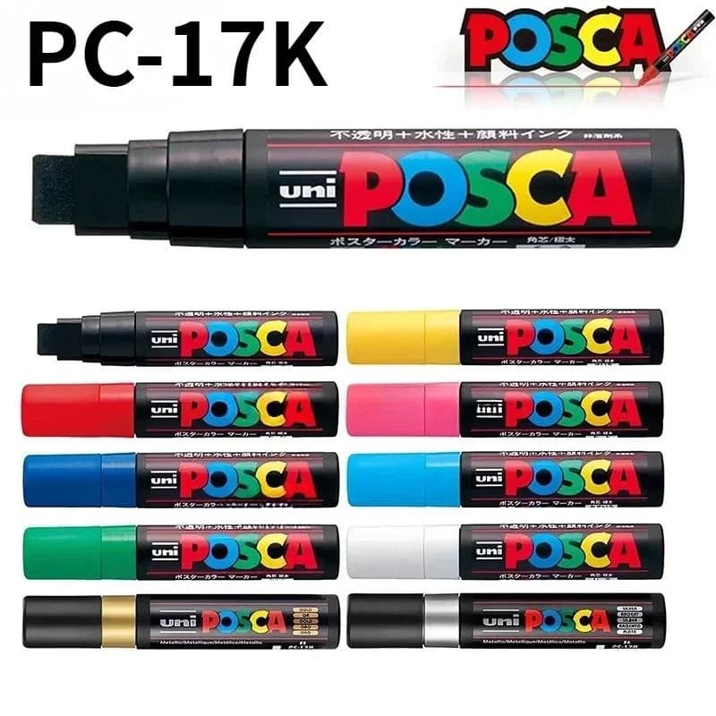 Uni POSCA PC-17K Bút đánh dấu Graffiti Sơn nghệ thuật Bút đánh dấu Đầu rộng 15mm Bút vải Đồ dùng nghệ thuật Màu rộng