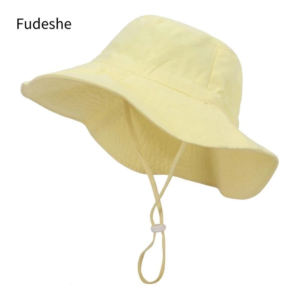 Mũ chống nắng cho bé FUDESHE, Mũ xô rộng vành ngoài trời cho trẻ mới biết đi, Thời trang mùa hè Cotton màu trơn cho trẻ em Mũ đi biển bé trai và bé gái