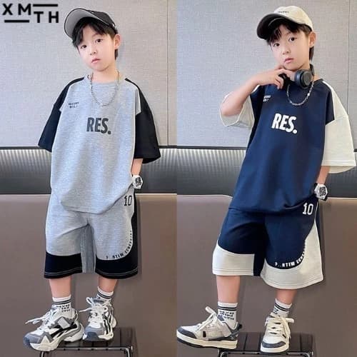 Set đồ bộ thể thao áo phông quần đùi bé trai, nam 6-16 tuổi mẫu RES. Bộ quần áo hè cho trẻ em, bé trai size đại 18-50kg