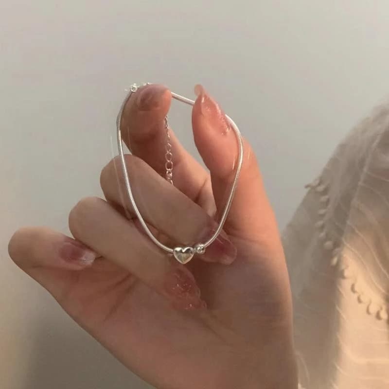 Vòng tay tình yêu bằng bạc Sterling Nữ ins Thiết kế Niche Đơn giản