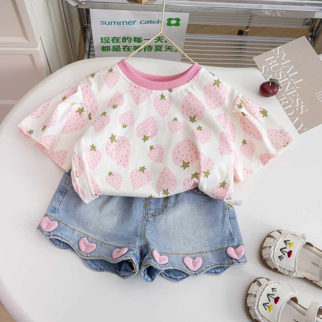 Phụ nữ mùa hè cho trẻ em,Tay áo ngắn và quần short,Quần jean mới
