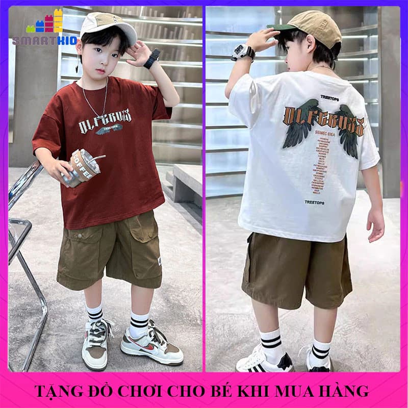 Set đồ cộc bé trai, Bộ quần áo hè bé trai thun cotton thoáng mát mẫu CTR, bộ quần áo size đại 18-50kg, đồ bộ bé trai
