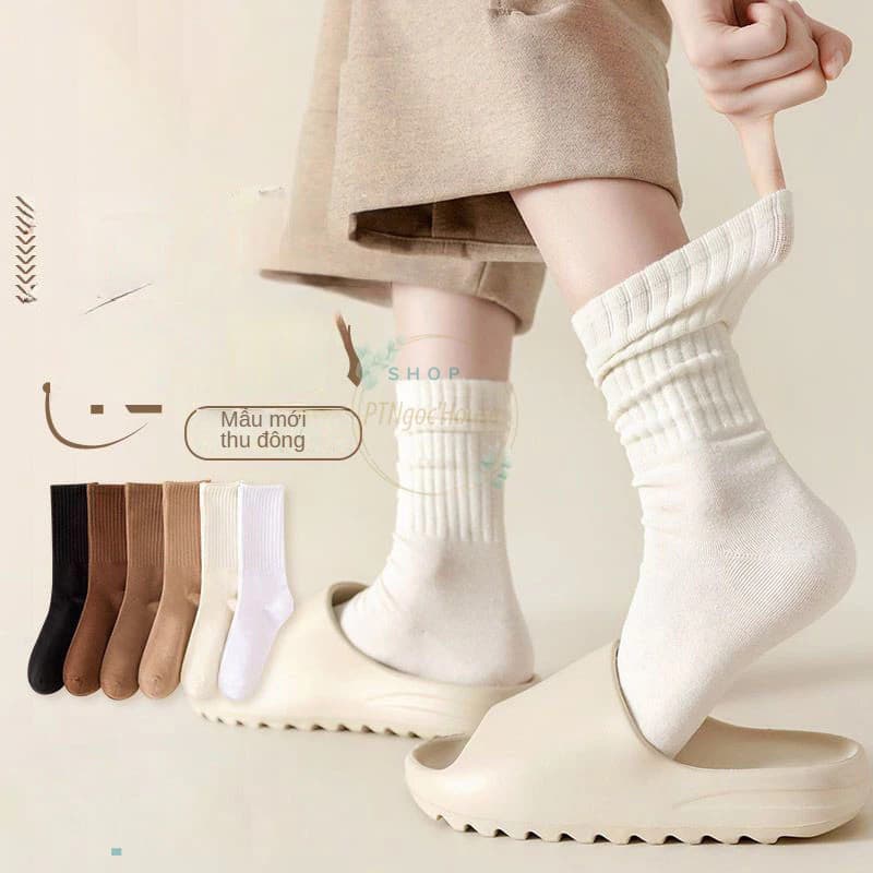 Tất Cao Cổ, Vớ Cao Cổ Nữ  Nhiều Màu Dễ Thương Vải Cotton Co Giãn Phong Cách Nhật Bản