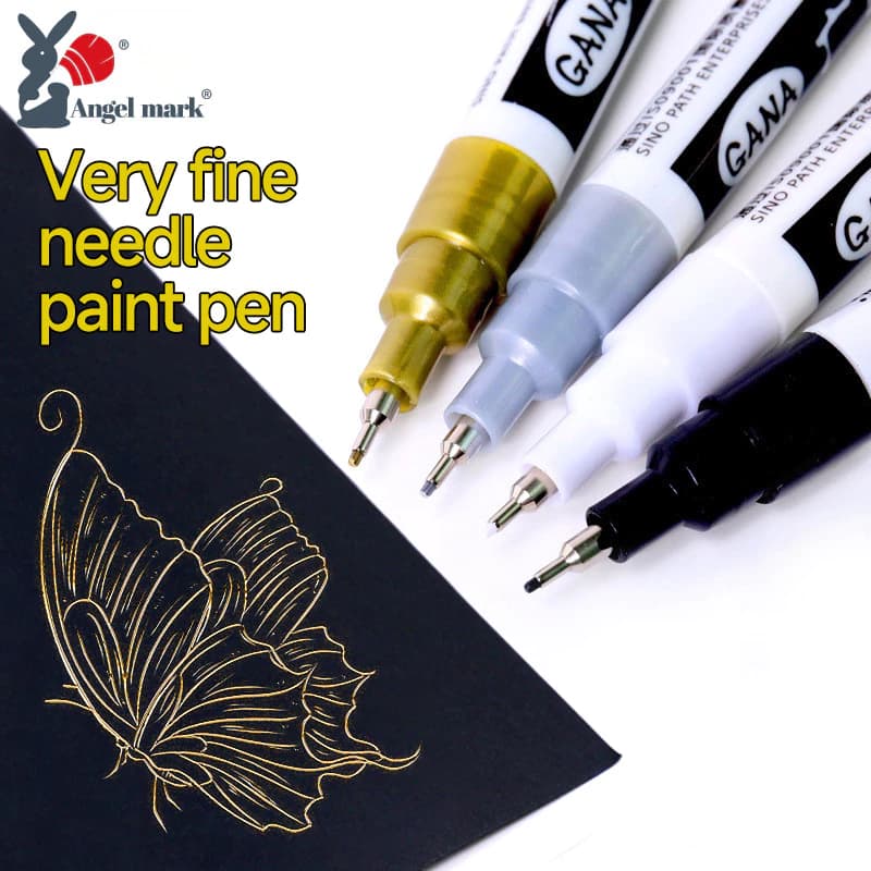 Bút đánh dấu sơn AngleMark DIY Sơn phản quang Bút kim loại Vàng vĩnh viễn Bút đánh dấu BẠC Touch Up, Tranh mô hình trường học 1 / 2 chiếc Guangna