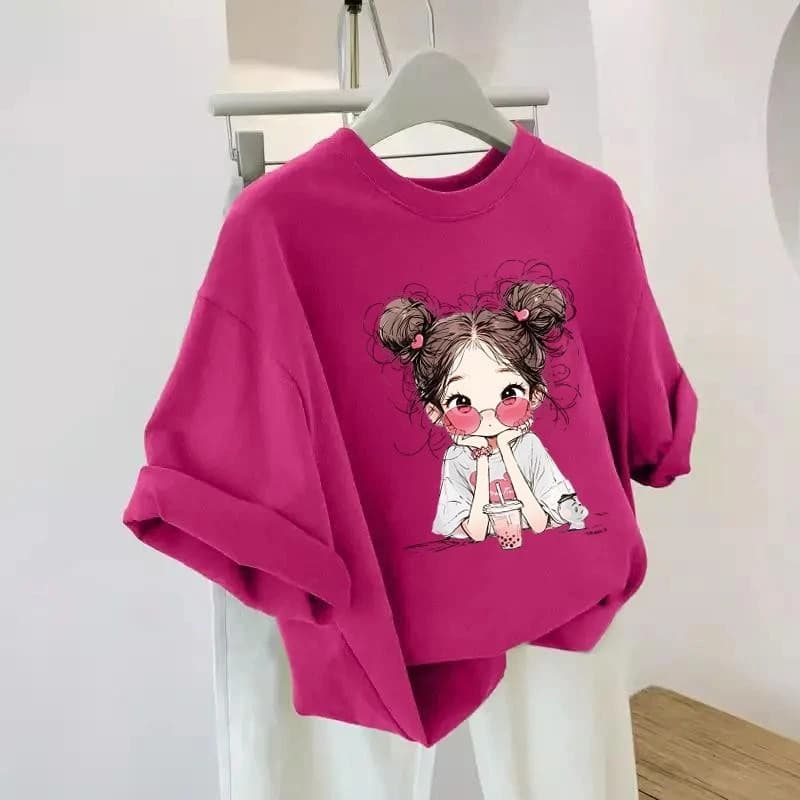 Áo thun nam nữ HINH CO GAI TRUNG HOA, tay lỡ form rộng in hình đa dạng, áo thun unisex, thời trang hot mùa hè Cổ Tròn
