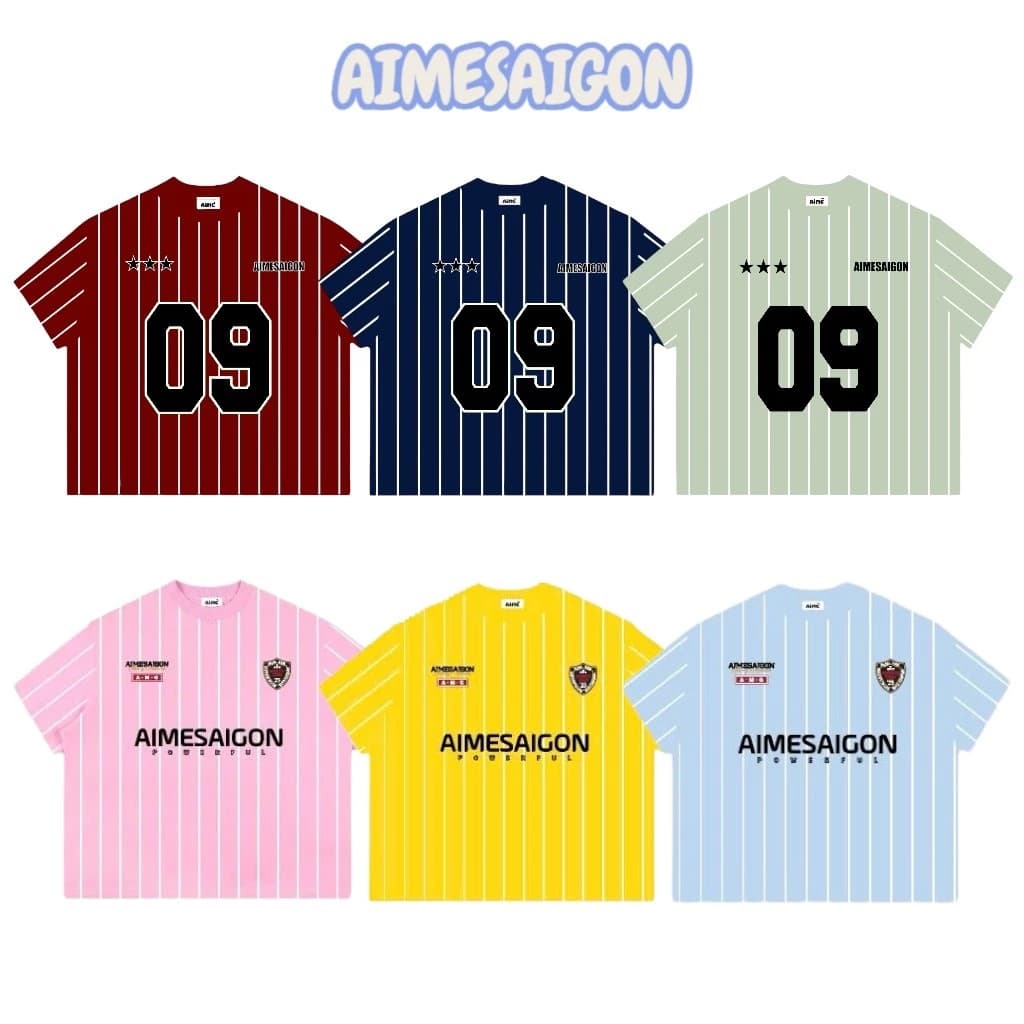 [ASD01 Ver1] Áo Thun Boxy AIMÉ Cotton 250gsm Cổ Tròn " FULL SỌC SỐ 09 - CHỮ " Áo Phông Form Rộng Mùa Hè Kiểu Đẹp Nam Nữ