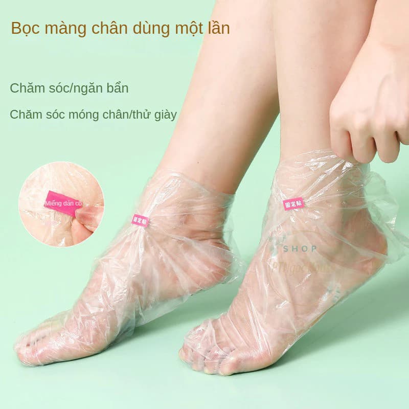 Set 100 Màng Bọc Chân Trong Suốt Chống Nứt Nẻ Chống Nước Dùng Một Lần Kèm Nhãn Dán Cố Định Dưỡng Ẩm