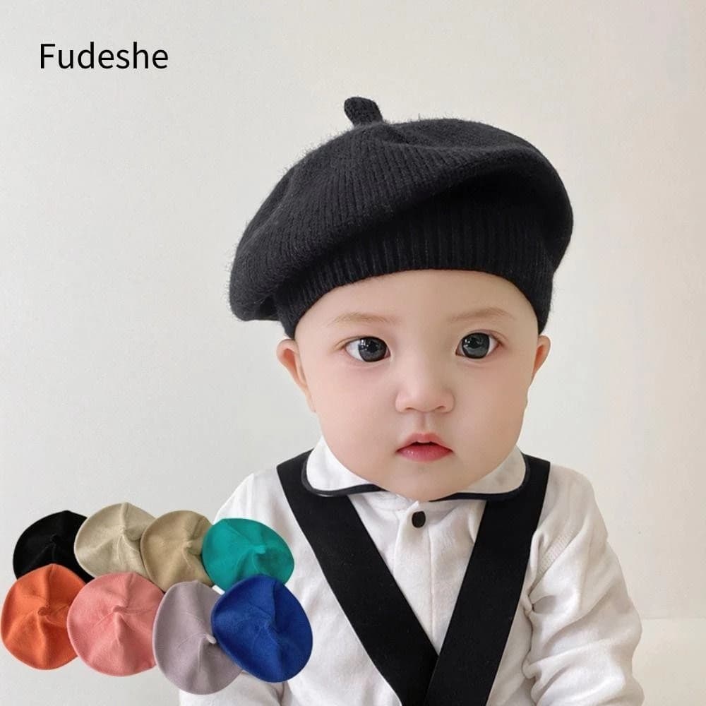Fudeshe Mũ nồi trẻ em, Mũ nồi dệt kim ấm áp cho bé, Phụ kiện trẻ em Mềm mại dễ thương Thu đông Mũ họa sĩ bé trai bé gái