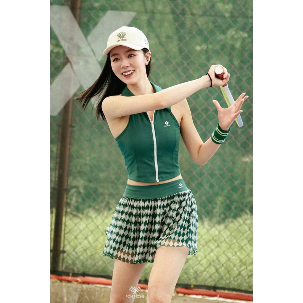 [PICKLEBALL] Set thể thao nữ Pompeche-áo bra khoa suốt lulu kết hơp Chân váy xoè tutu tập pickleball, tennis, gofl