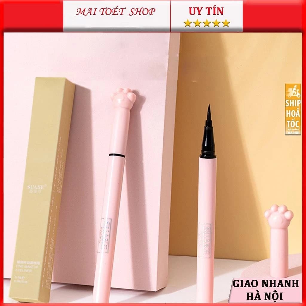 (K03) Bút Kẻ Mắt màu đen vỏ hồng thiết kế kute đáng yêu, kẻ mắt nước nội địa trung