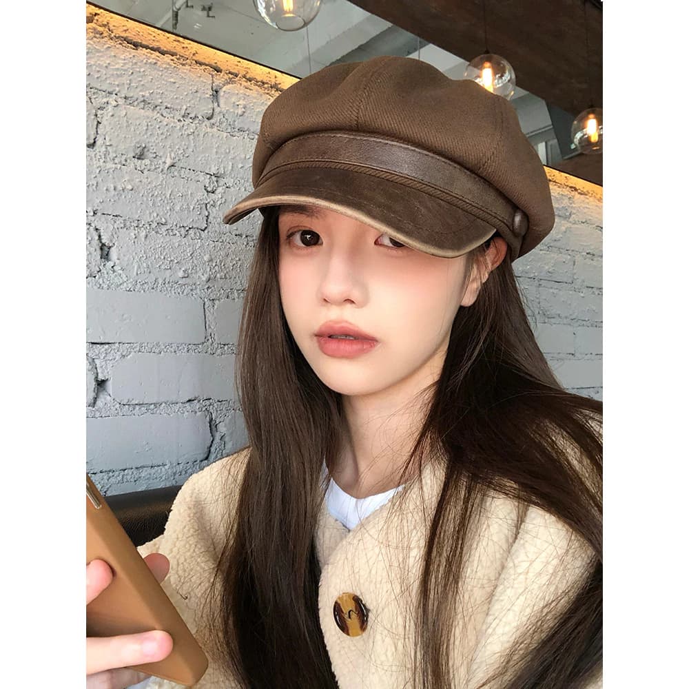 Merad Mặc Mũ Nồi Nữ Thu Đông 2024 Phong Cách Mới Retro Họa Sĩ Mũ Mặt Nhỏ Newsboy Hình Bát Giác Mũ Hợp Thời Trang