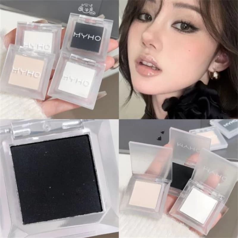 MYHO Matte Pure White Eyeshadow Smoky Eye Highlight Brightening Pressed Powder Trang điểm cho bữa tiệc Night Glam