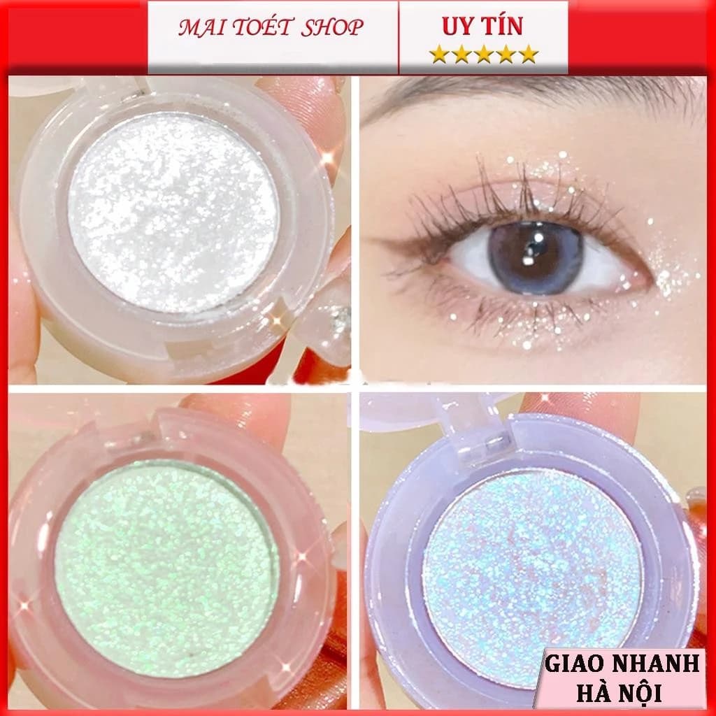 Phấn Mắt Đơn Sắc Xixi Ánh Nhũ Kim Tuyến Lấp Lánh Không Thấm Nước