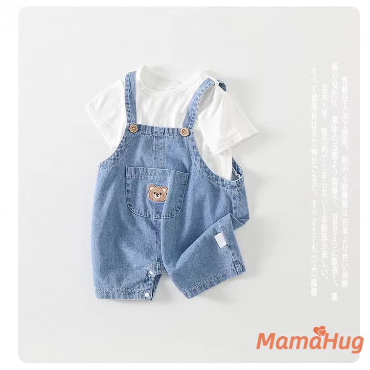 2026 Bé Denim Quần Short Quần Short 2 Bộ Bé Trai Bé Gái Trang Phục Mùa Hè Áo Thun Cotton Trẻ Sơ Sinh Tập Đi Quần Áo Đồ Chơi Thông Thường Chụp Ảnh Phong Cách Thoải Mái Mặc Phù Hợp Với Máy Lạnh​
