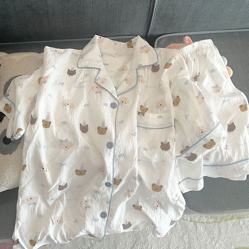 [Hàng có sẵn] Bộ đồ ngủ nữ Bộ đồ ngủ ngắn tay Bộ đồ ngủ cỡ lớn Bộ đồ Cotton đám mây ngọt ngào Bộ đồ ngắn tay mùa hè cho bé gái