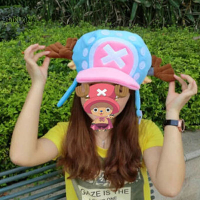 GUOUQNA Anime Mới Tony Tony Chopper Cosplay Sang Trọng Mũ Mùa Đông Quà Tặng Xanh Nhạt GUOUqna