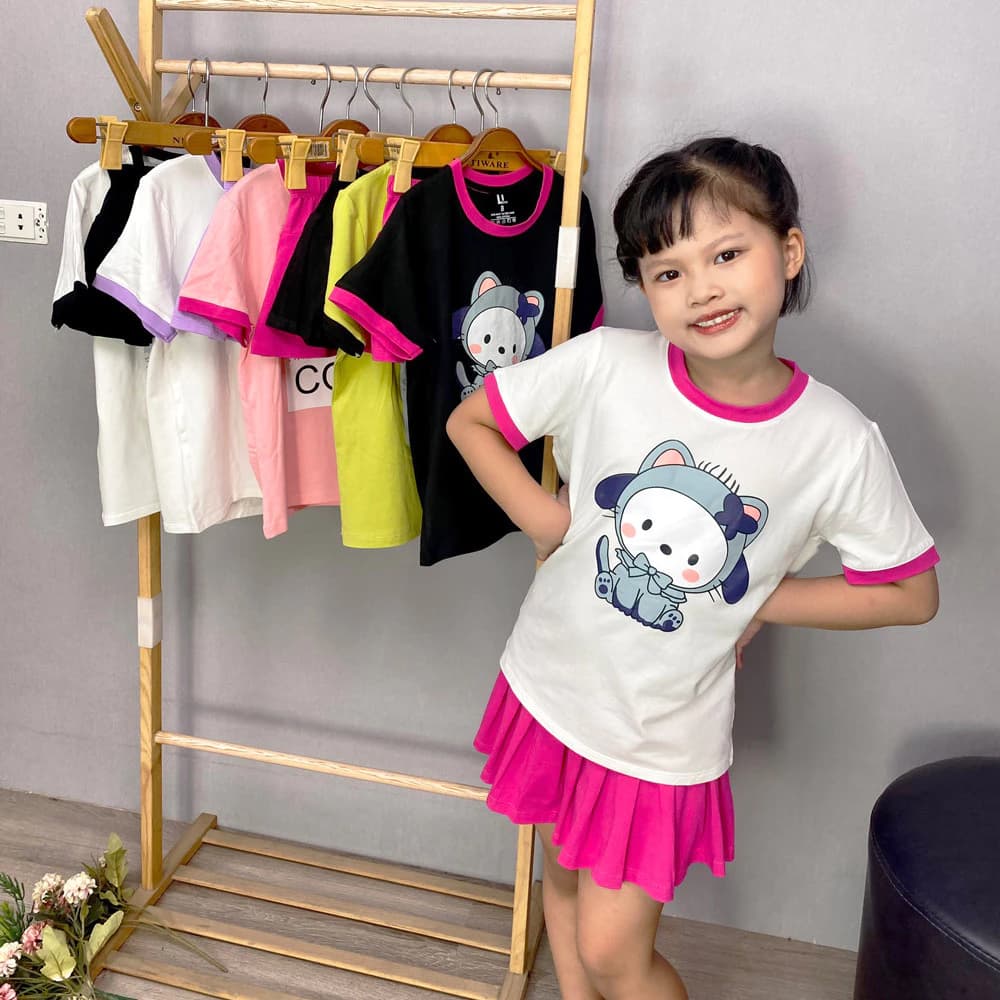Bộ áo phông chân váy cho bé gái size từ 22 - 40kg - đồ bộ bé gái COCO