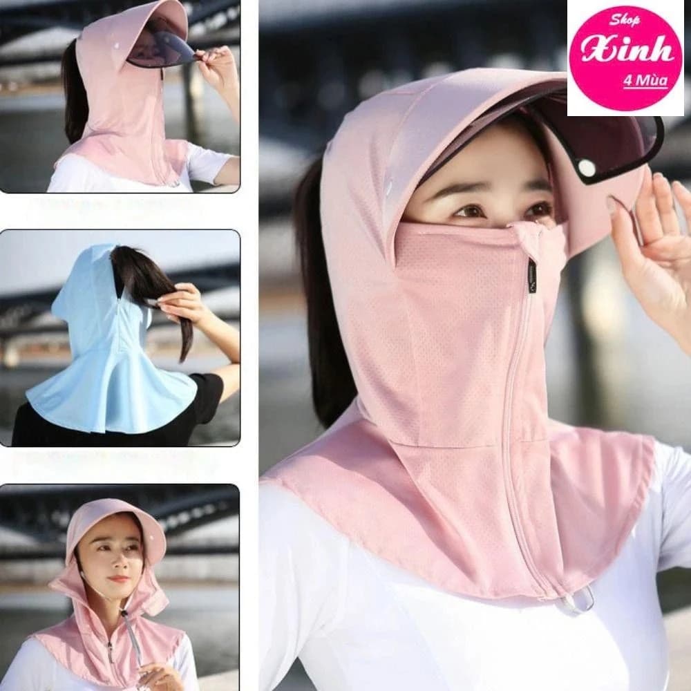 Mũ Vải Polyester + Kính Chống Nắng Chống UV/UPF 50+ Kèm Khẩu Trang Che Cổ (T4040SX4M)