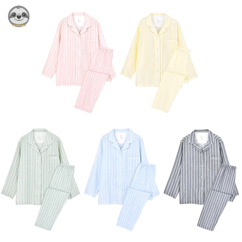 Phong cách Nhật Bản Muji Style / Bộ đồ ngủ liền mạch gạc hai lớp / Bộ đồ mặc nhà mỏng dành cho nam nữ