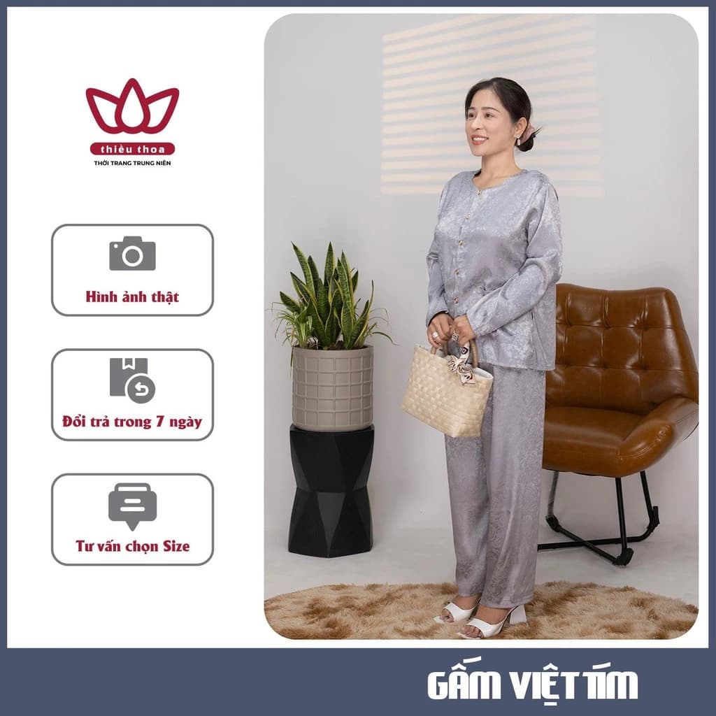 Thời Trang Trung Niên Đồ Bộ Gấm Việt Sang Trọng Quý Phái Dành Cho Mẹ Cho Bà. Thiều Thoa Store