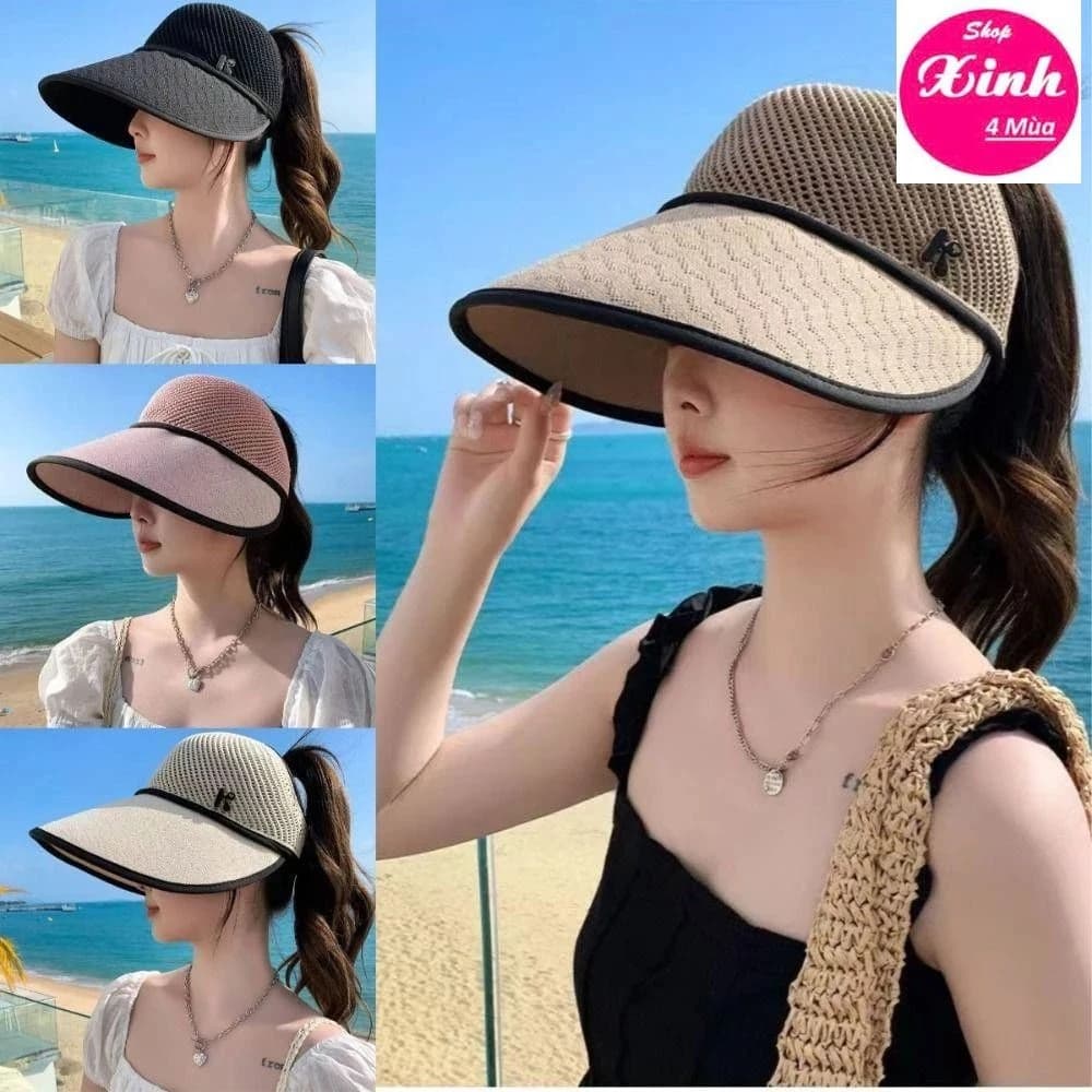 Mũ Lưới Chữ (K) vành rộng chống nắng thoáng khí, Nón đi biển thời trang FreeSize (T1026SX4M)