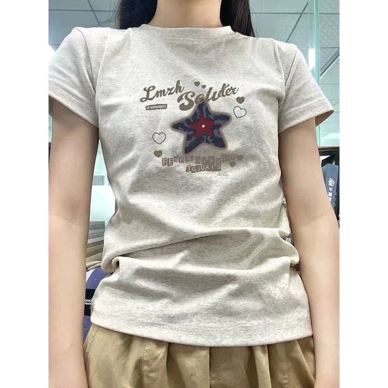 Áo Croptop Kiểu Babytee Thun Form Lỡ Màu Sáng Tiêu In Ngôi Sao
