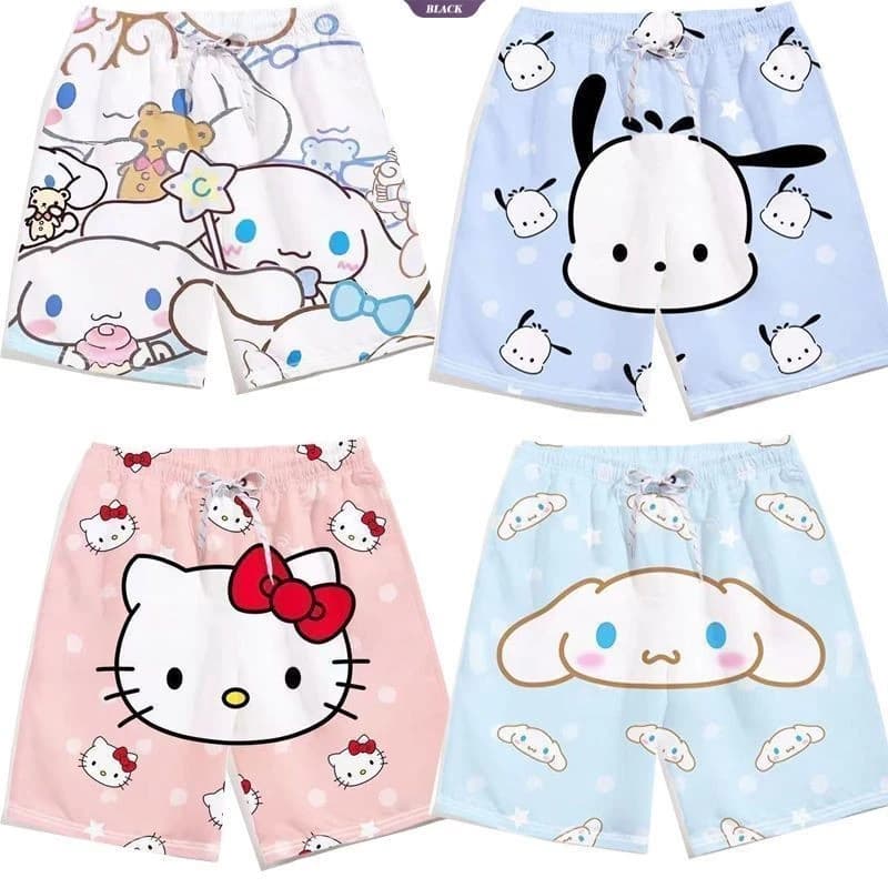 Hello Kitty Cinnamoroll Quần Short Nam Nữ Dễ Thương Size Lớn Có Thể Mặc Bên Ngoài Co Giãn Quần Đi Biển Xu Hướng Rộng [BL]