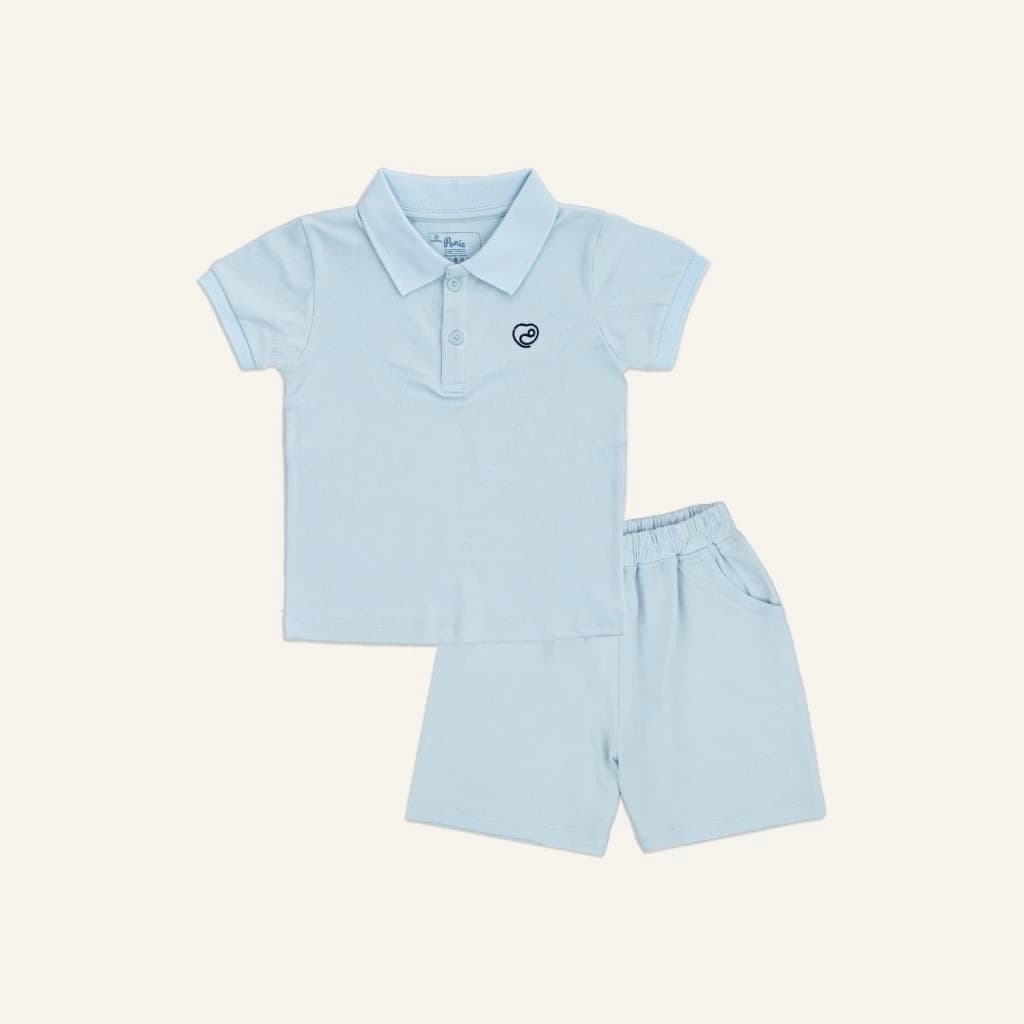 Bộ quần áo cộc tay basic cổ polo BU Baby Ponie, bộ cộc thời trang cá tính bé trai bé gái | BPN130313