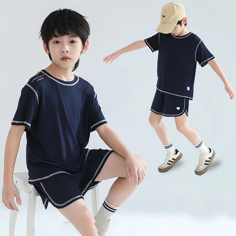 (15-55kg) Bộ Đồ Ngủ Cộc Tay Mùa Hè chất Thun Lạnh Mỏng Dai Siêu Mềm Co Giãn và Thấm Hút Mồ Hôi Tốt cho Bé Trai