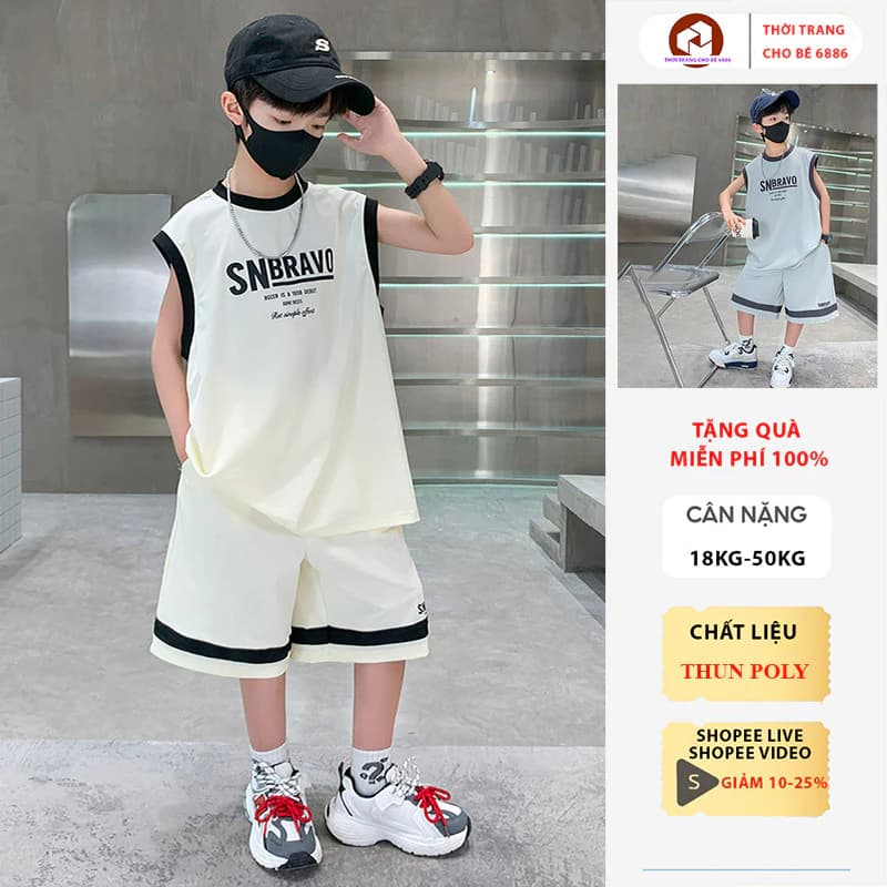Bộ đồ bé trai mùa hè, quần áo trẻ em mùa hè. set đồ thời trang hè bé trai 18-50kg mẫu SN, bộ đồ cộc tay bé trai mùa hè