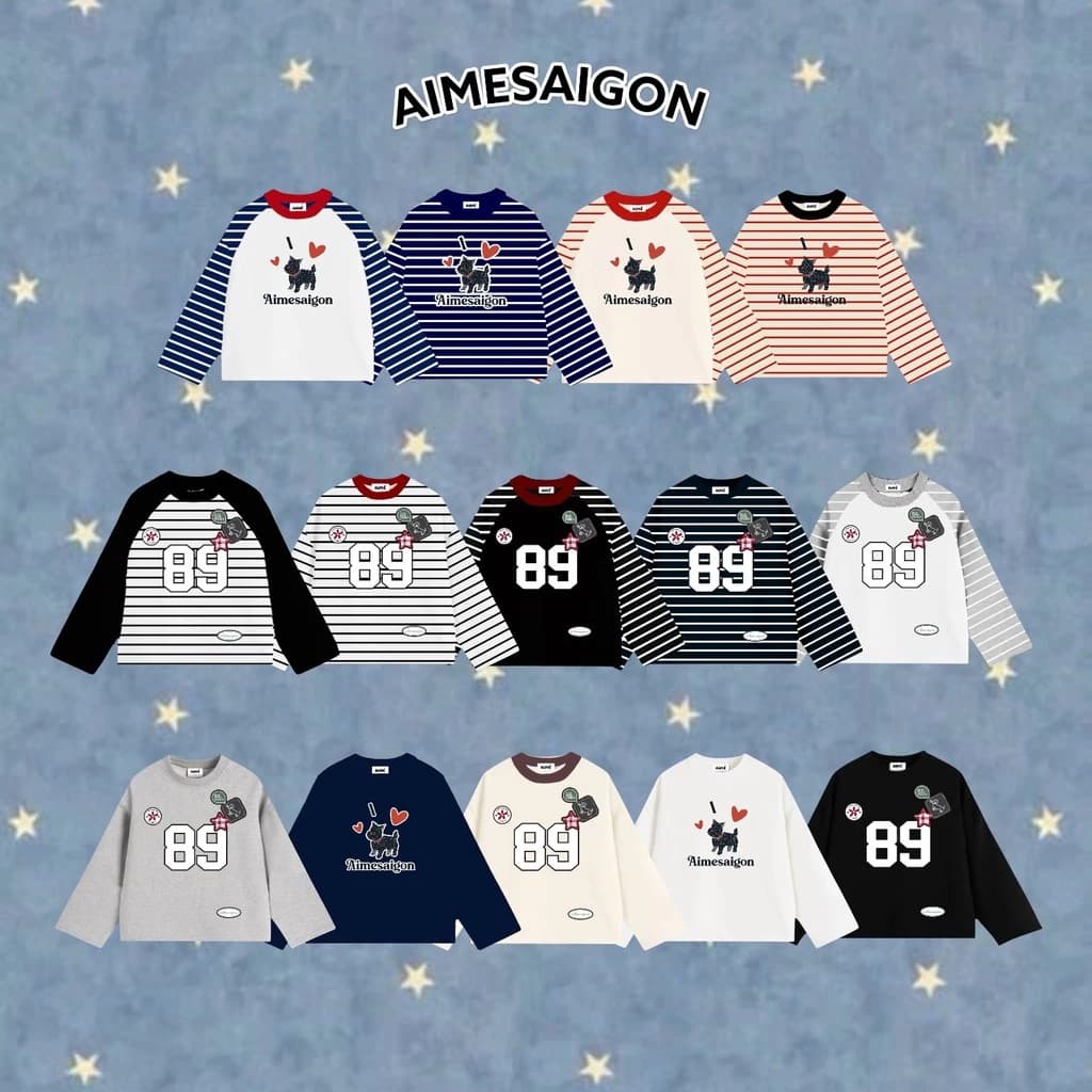 [ATDRL03 Ver3] Aimesaigon Áo Thun Tay Dài Raglan Sọc Ngang Cotton 250gsm Long Sleeve Boxy Form Rộng Cổ Tròn Unisex NamNữ