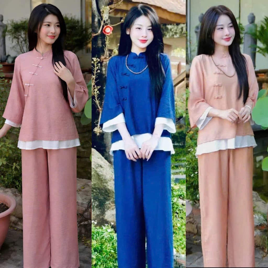 Set Đồ Nữ LAM CÚC TÀU Vải Đũi 2 TÀ Thanh Lịch Mát Nhẹ Thời Trang NY NA STORE Nội dung 3