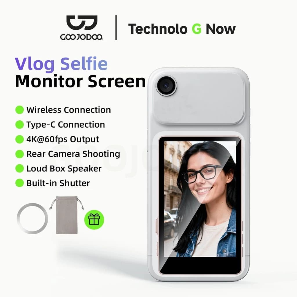 Màn hình selfie từ tính Cầm tay Goojodoq 1500mAh, kết nối không dây ổn định, điều khiển chụp ảnh Bluetooth 4K 60FPS