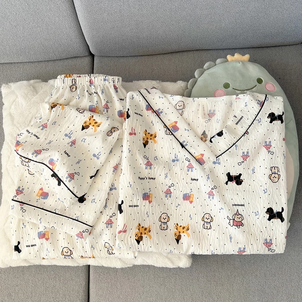 Pijama Áo tay ngắn quần dài Đồ ngủ nữ mềm mại Thoải mái hoạ tiết dễ thương Bốn mùa đồ bộ mặc nhà 116