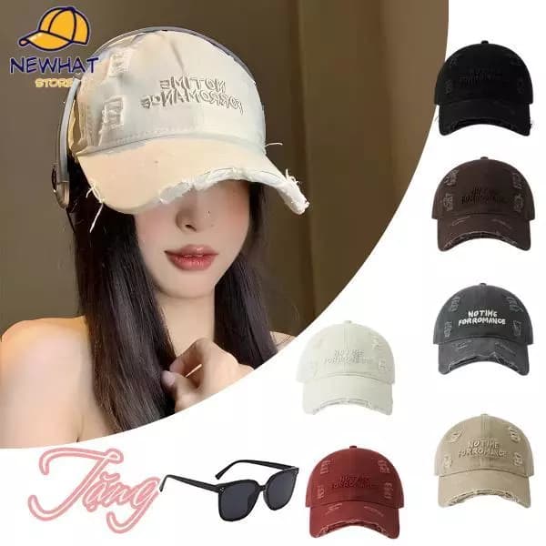 Mũ Lưỡi Trai Mài Rách [NOTIME]: Lòng Sâu Cho Đầu To, Thêu Chữ Nổi Hack Mặt, Chất Cotton Dày Dặn