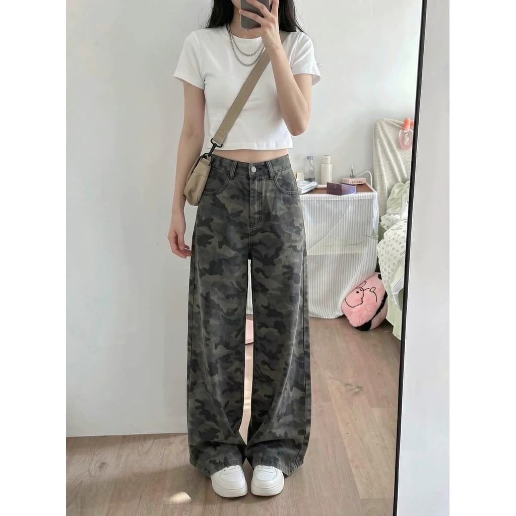 DaDuHey New American Ins High Street Retro Jeans Niche High Waist Loose Wide Leg Pants Large Size Trousers