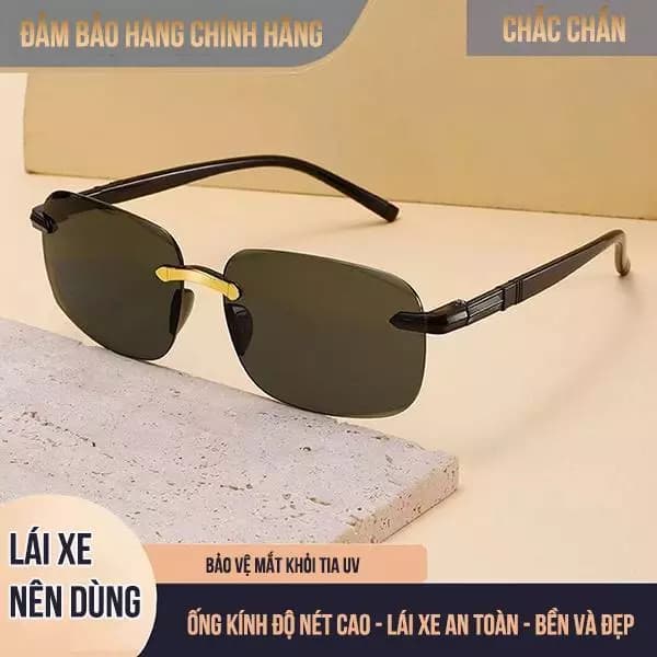 Kính Chống Nắng Không Viền 002: Gọng Mỏng Nhẹ Chống Tia UV400, Style Đi Biển 2026