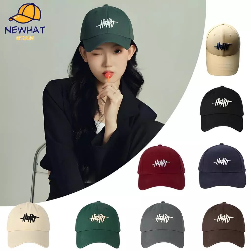 Mũ Lưỡi Trai  2026: Thiết Kế Mới Cho Đầu To, Cotton Thêu Chữ Năng Động [HEART] Đội Nhóm