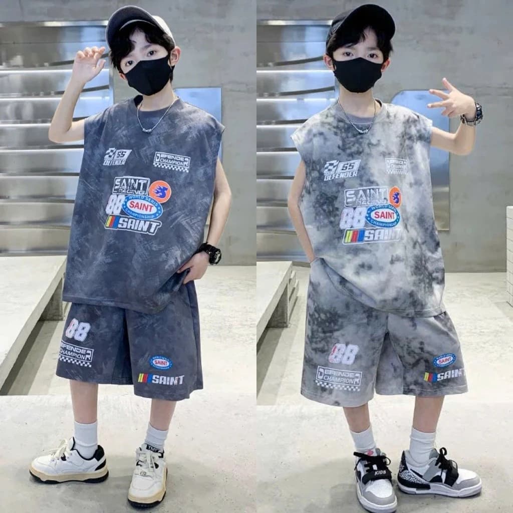 Bộ Quần Áo Ba Lỗ Bé Trai SAINT (14-52kg) – Thoáng Mát, Co Giãn 4 Chiều, Mặc Hè Cực Thích | Mã NL18