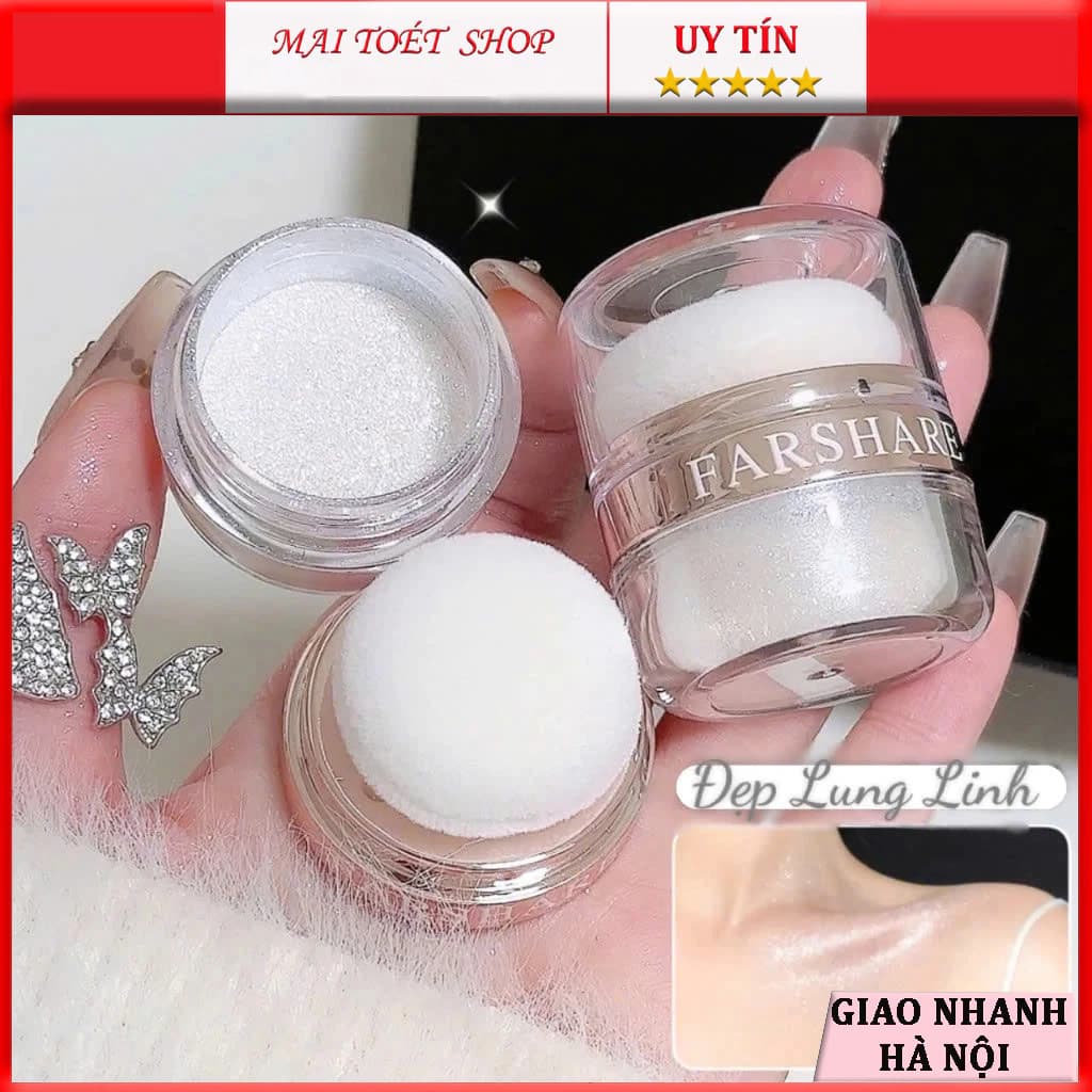 Phấn Bắt Sáng FARSHARE Nhũ Trắng Lấp Lánh - Nhũ Chảy Kim Cương / Nhũ Rắc Body, Mặt, Tóc (Kèm Bông Mút)