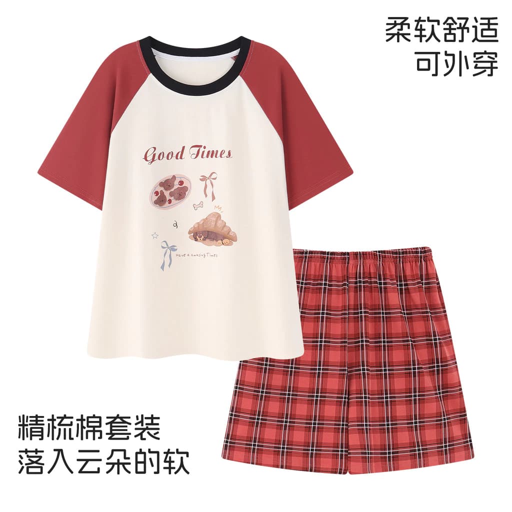 Bộ đồ ngủ nữ cotton tay ngắn dáng vẻ dễ thương phù hợp mặc ở nhà, kích thước từ M đến 3XL.
