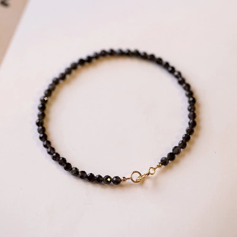 Vòng tay hạt cát obsidian 4mm, 16cm