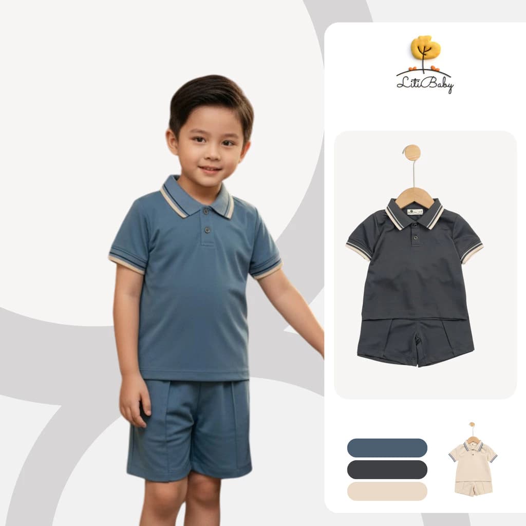 Bộ Polo Bé Trai Thể Thao Thanh Lịch LITIBABY cho bé từ 8-16 tuổi VT16