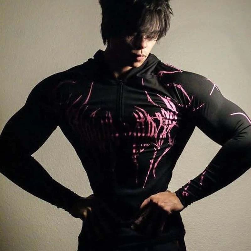 Quần áo tập luyện Venom có mũ trùm đầu nửa dây kéo nhanh khô thể thao dài tay