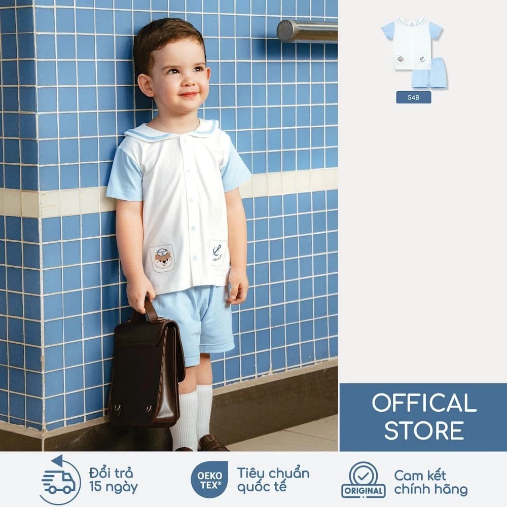 Bộ cộc tay thủy thủ BU Baby dành cho bé trai bé gái từ 6 - 23 kg | SBC135300