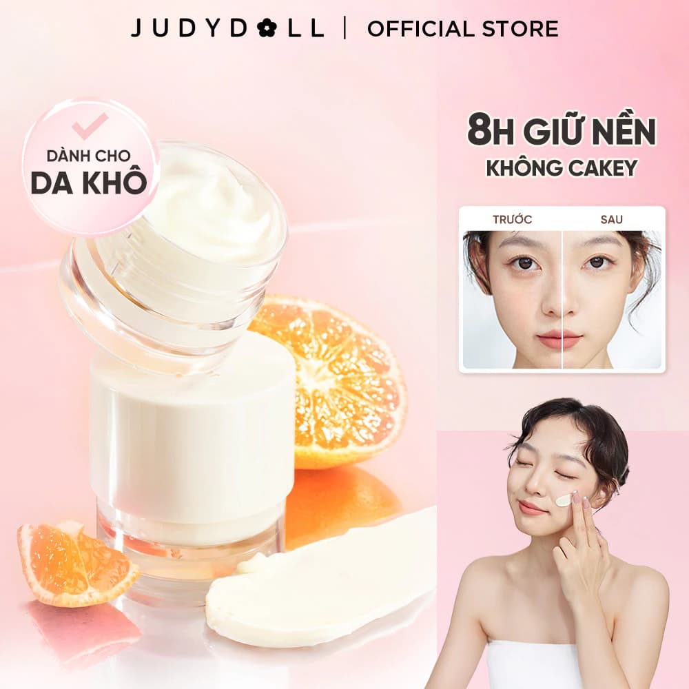 Kem Lót Trang Điểm JUDYDOLL Makeup Base Dưỡng Ẩm Hương Quýt Biển Chống Mốc Nền Giữ nền lâu trôi cho Da khô 30g