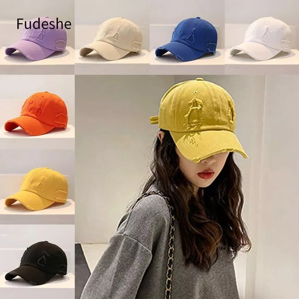 Mũ bóng chày FUDESHE, Mũ lưỡi trai Cotton rộng vành, Mũ chống nắng thời trang màu trơn Unisex Mũ chống nắng nữ